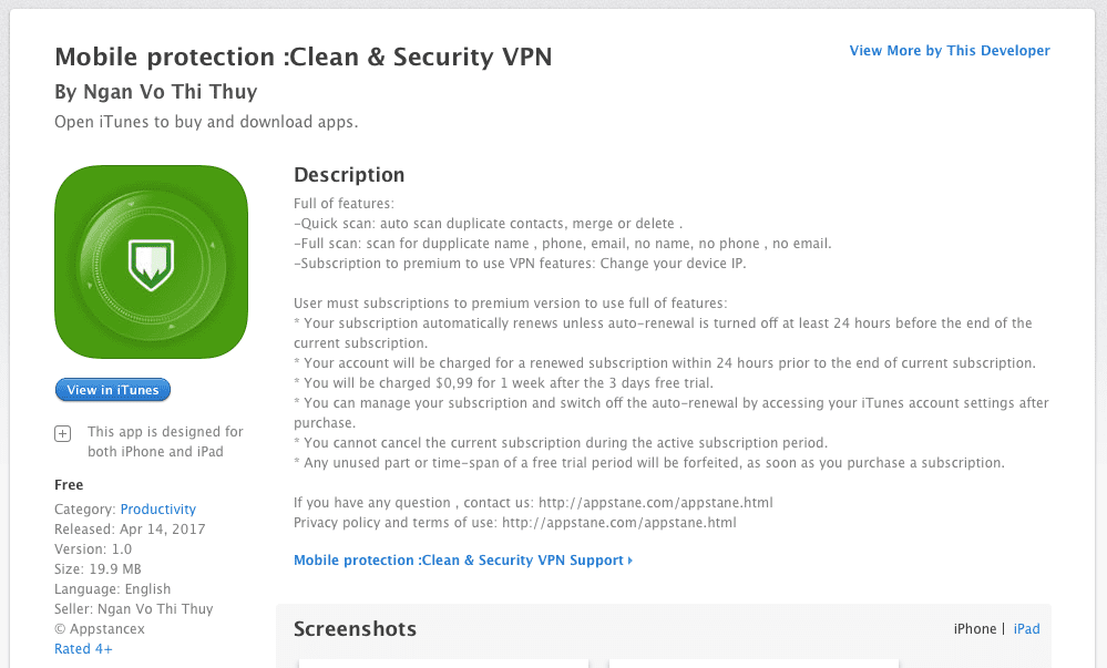 Mobile protection clean security vpn