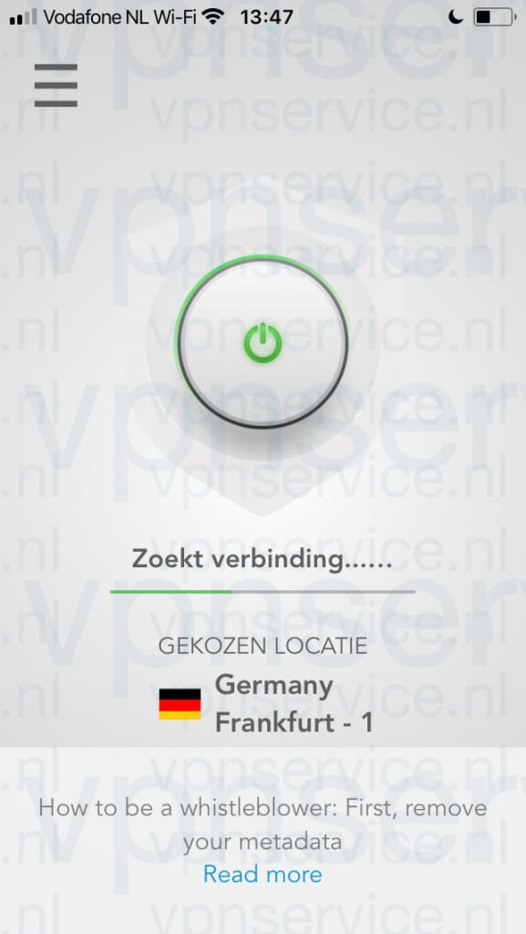 Wacht tot de verbinding tot stand gebracht is